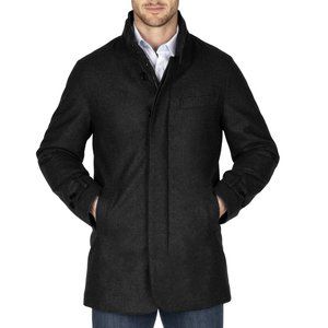 Norwegian Wool Med BLK Slim Hooded Stretch Carcoat